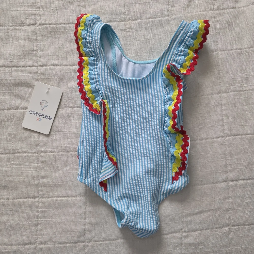 Swimsuit Infant 3 Monts Striped Ruffle Adevnturewear 360